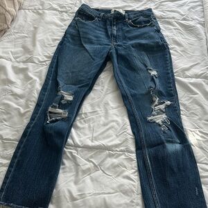 Abercrombie & Fitch Distressed Dark Blue Skinny Jeans